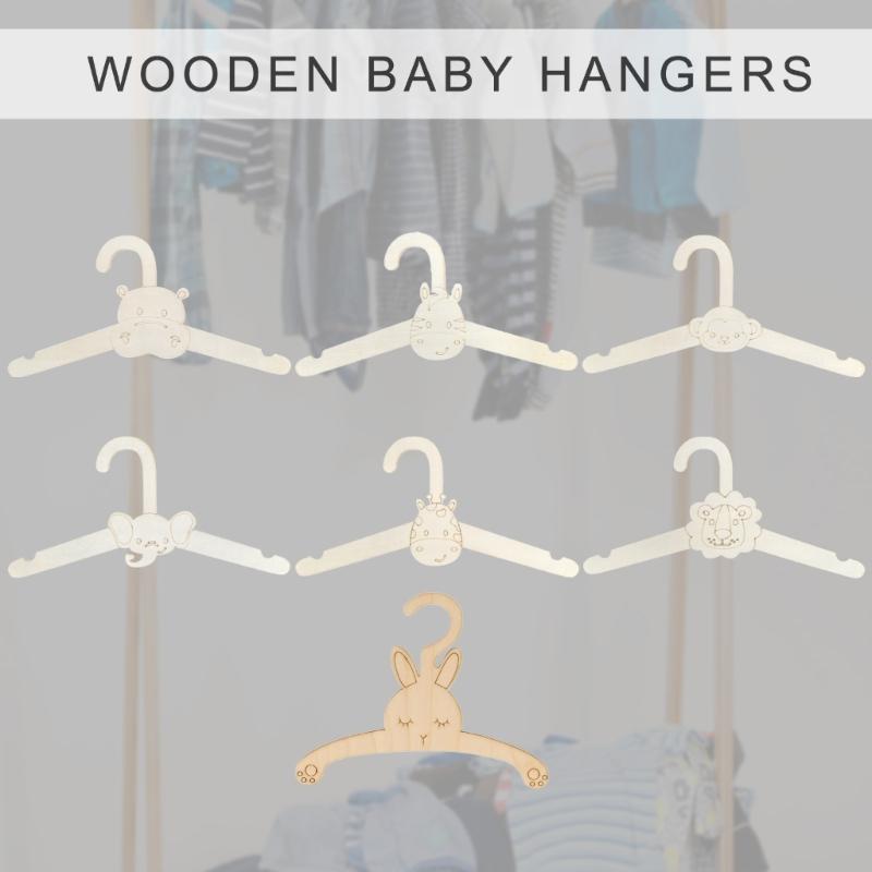 10pcs Practical Sturdy Wood Hangers for Children's Clothes Portable Accessory for Baby Dresses Pants and Outerwear