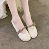 French explosion shallow mouth pearl fastener soft sole Doudou shoes girl spring and summer 2025 new fairy style bow