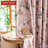 1 Stück Nuan Serie Französischer Landhausstil Verdunkelungsvorhänge Rosa Kamelien-Druck Vorhänge für Schlafzimmer Wohnzimmer Balkon Fenster für Heimdekoration