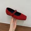 Jonmei for San retro suede word with shallow mouth Mary Jane female 2025 ballet little red shoes female