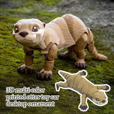 Cute PLA Otter Model Toy Solid Color 3D Printed Otter Action Figurine Movable Multi-jointed Animal Figurine Desktop