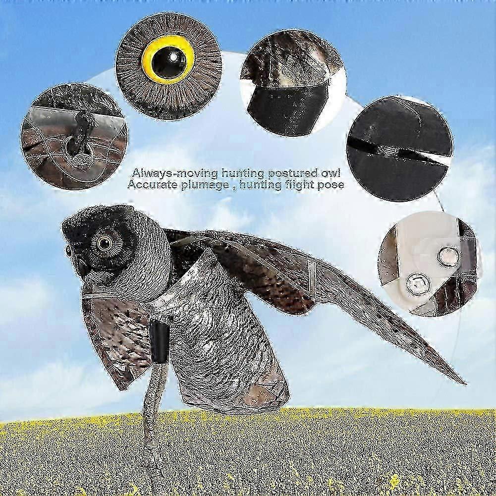 Prowler Owl With Moving Wing Lifelike Design Hunting Flight Pose Effective Bird Deterrent For Open Outdoor Areas