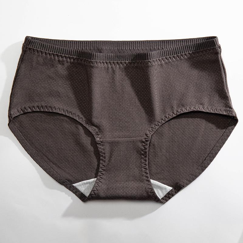 Women's mid-rise breathable cotton antibacterial gusset comfortable plain colour briefs