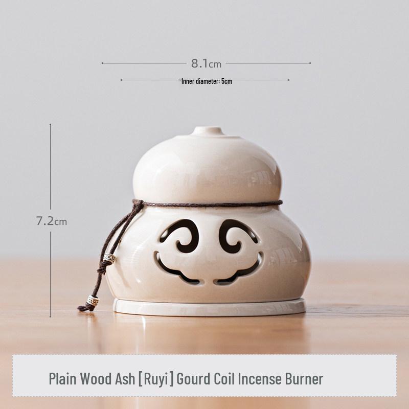 Zen Style Ceramic Gourd Incense Burner for Coil and Agarwood Incense, Home Tea Ceremony Burner