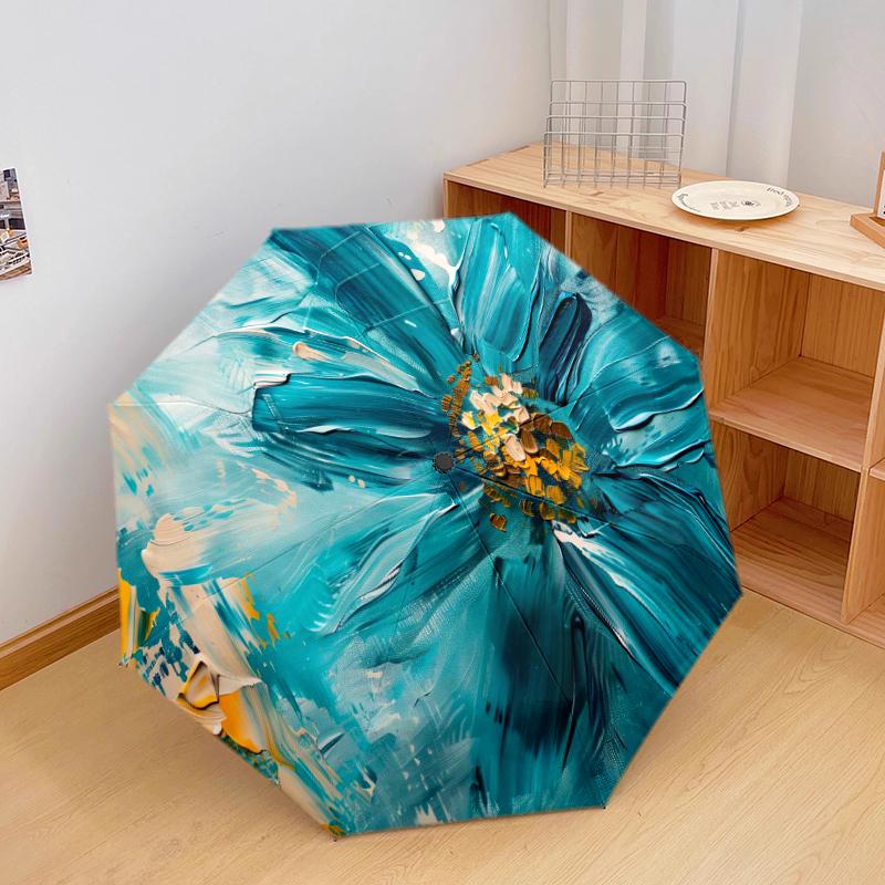 1 PC Automatic Folding Umbrella - Beautiful flowers Pattern, Portable & Foldable Design with 8 Ribs, Christmas Birthday Gifts