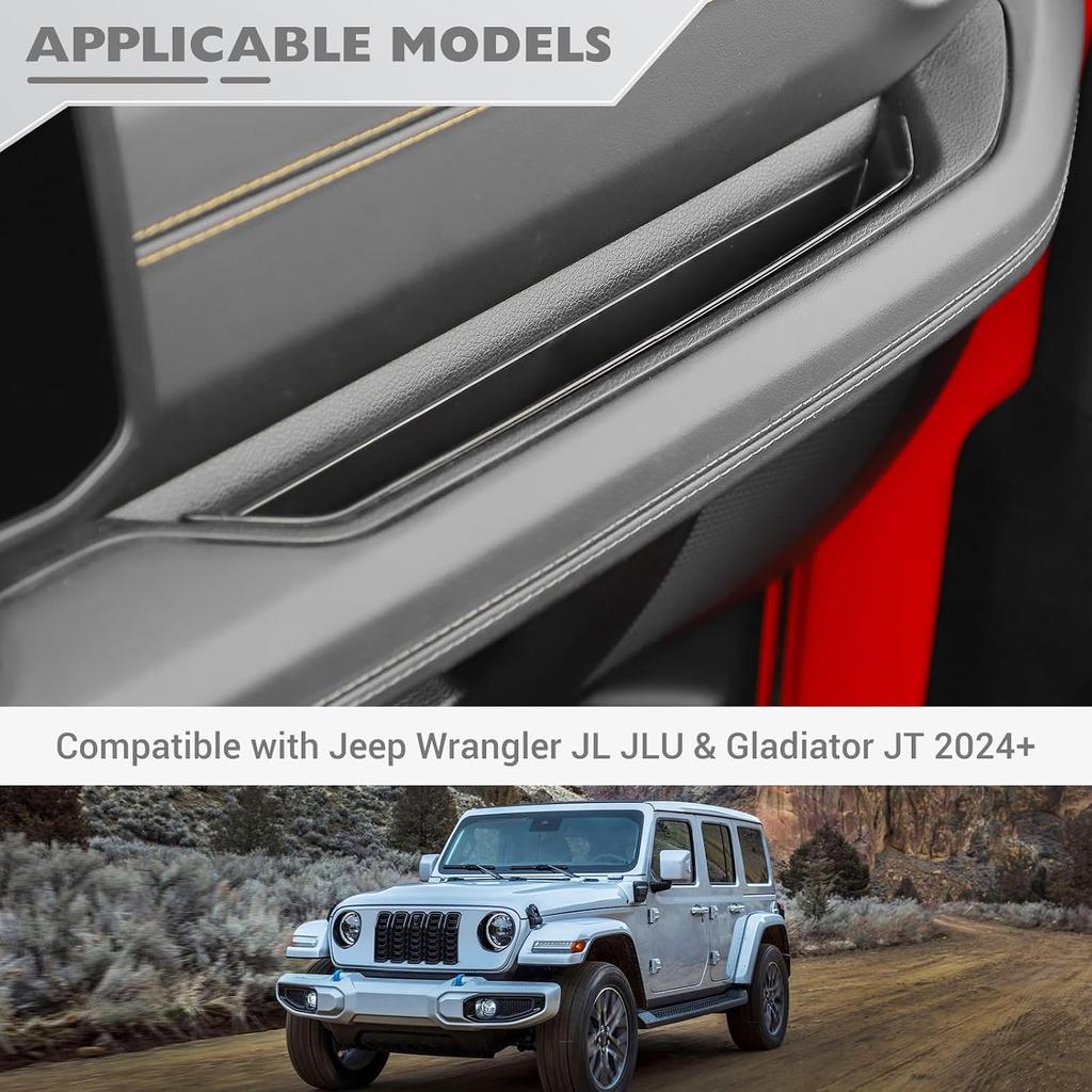 JeCar Grab Bar Tray for 2024-2026+ Jeep Wrangler JL Gladiator JT Passenger Grab Handle Storage Organizer Interior Accessories