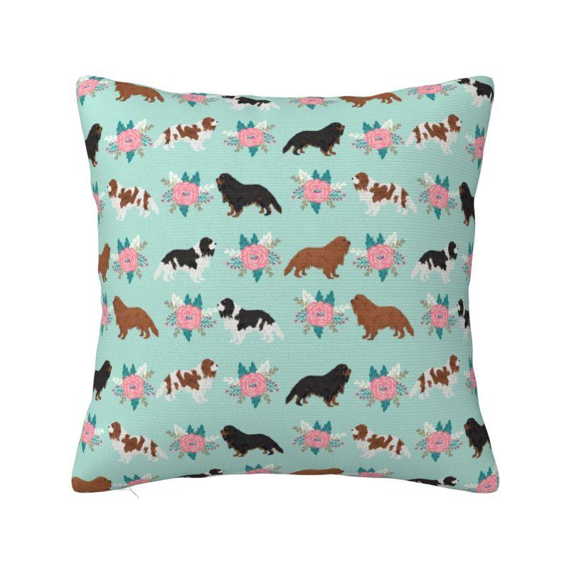 Custom Modern Cavalier King Charles Spaniel Cushion Cover for Sofa Velvet Cartoon Dog Pillow Case Bedroom Decoration