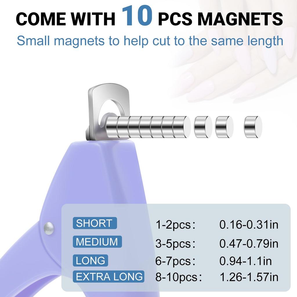 Acrylic Nail Cutter with Magnets Sizer, MORGLES Nail Clippers with Length Measurement for Salon Home Manicure, Purple