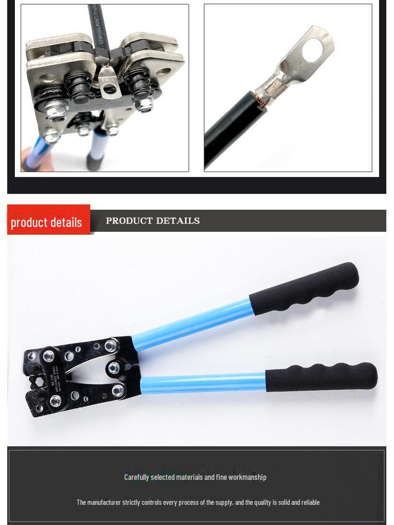 Large Copper & Aluminum Crimping Pliers Set with HX-50B Cable Cutter and Wire Stripper.
