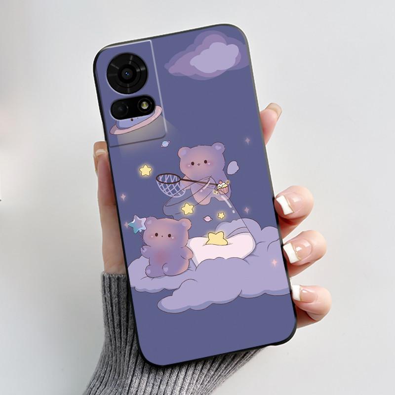 Cute Case For TCL K23 / TCL K24 Funda TCL 50 LE T510SPP Capa Printing Shell Protective Cover Soft Silicone Cartoon Black Casing