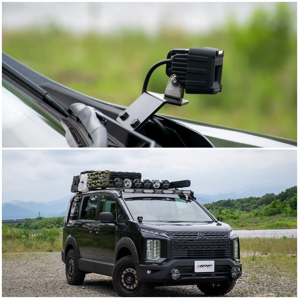 IPF Bonnet Light Mount Brackets for Mitsubishi Delica D5 (Diesel CV#W, Bolt-On, Made In Japan) EXD-04