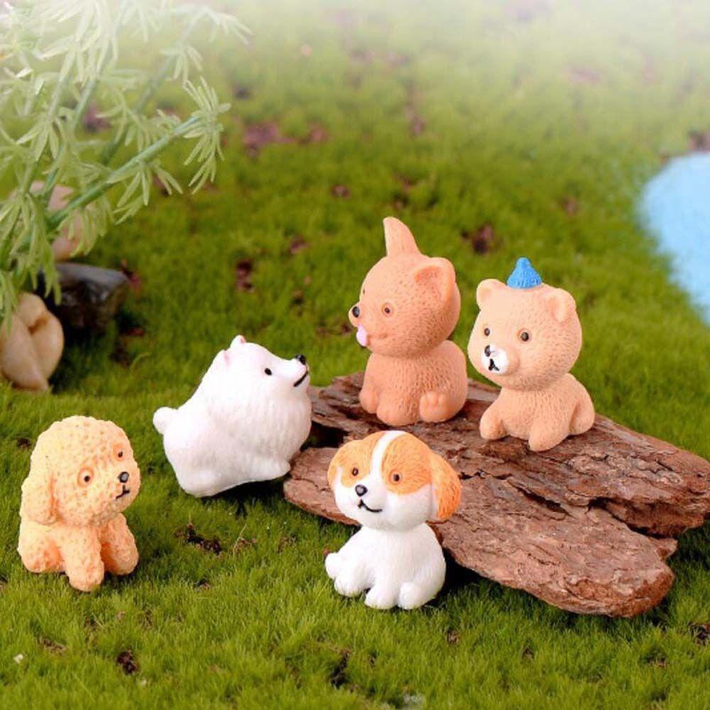 Cute Animals Puppy Miniature Figurines Realistic Dog Ornaments  Fairy Garden Accessorie