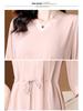 Elegant Plus Size V-Neck Mulberry Silk Dress - Age-Reducing & Slimming