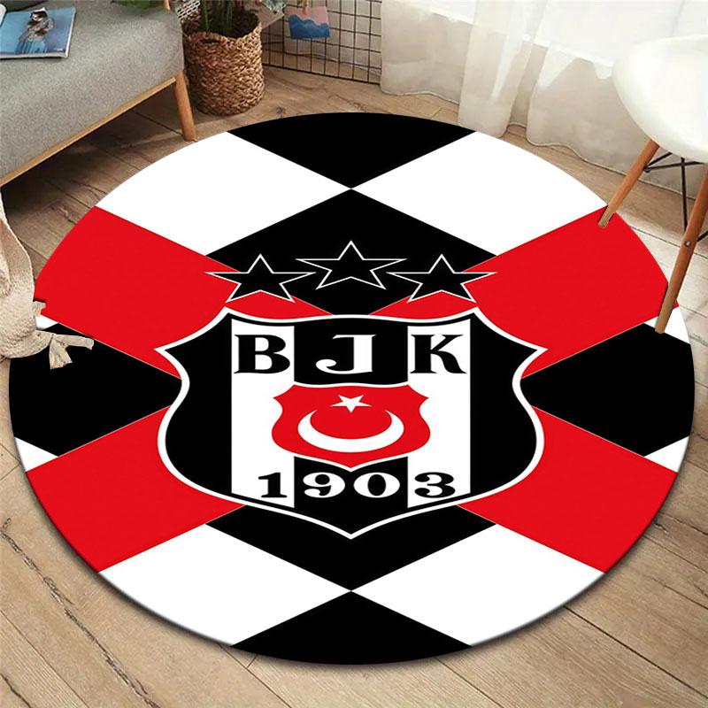 Besiktas Gymnastics Club Round Area Rug,Carpet Rug for Living Room Bedroom Sofa Playroom Decor,Non-slip Floor Mat