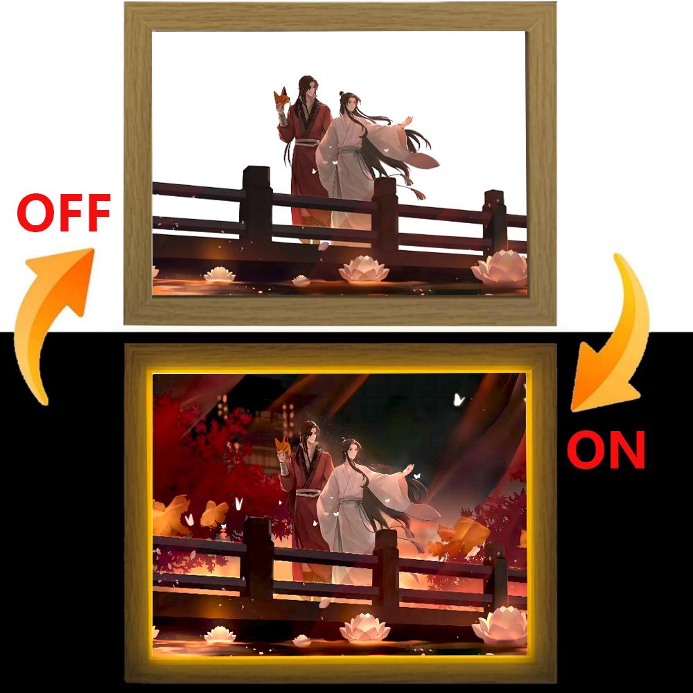 Light Painting Picture Frame Tian Guan Ci Fu Led Night Lights Xielian Huacheng Decor Bedroom Friends Charming Gifts Moon Lamps