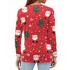 Women's Fashion Casual Slit Hem Round Neck Long Sleeve Loose Christmas Printed T-Shirt Ladies Top