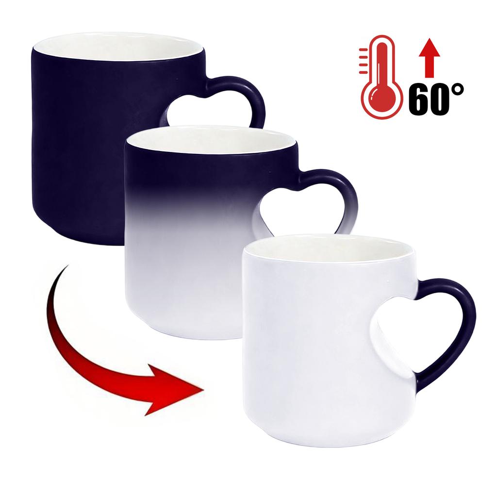 Fun Heart-shaped Color-changing Ceramic Mug Ceramic Discoloration Coffee Tea Milk Mugs Novelty Gifts Dad Mothers Day Gift