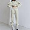 Grey fleece sweater loose set 1116 European and American new autumn fashion women's sports two-piece set