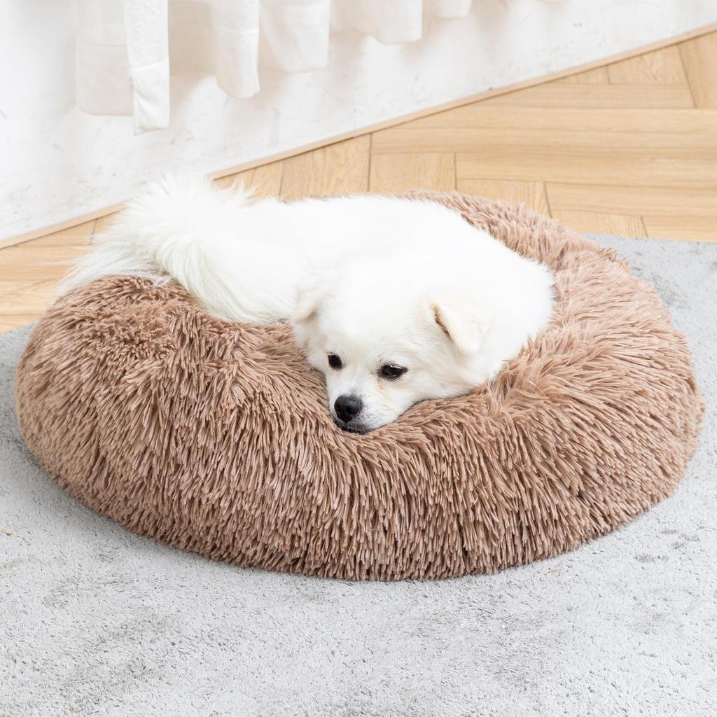 Long Plush Dog Bed, Pet Round Bed, Anti-anxiety Ped Bed Mat, Pet Bed Sofa Cushion For Small Medium Dog Calming Plush Pet Sofa