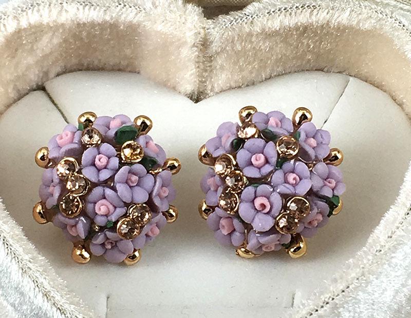 Korean Style Ceramic Rose Stud Earrings and Ear Cuffs
