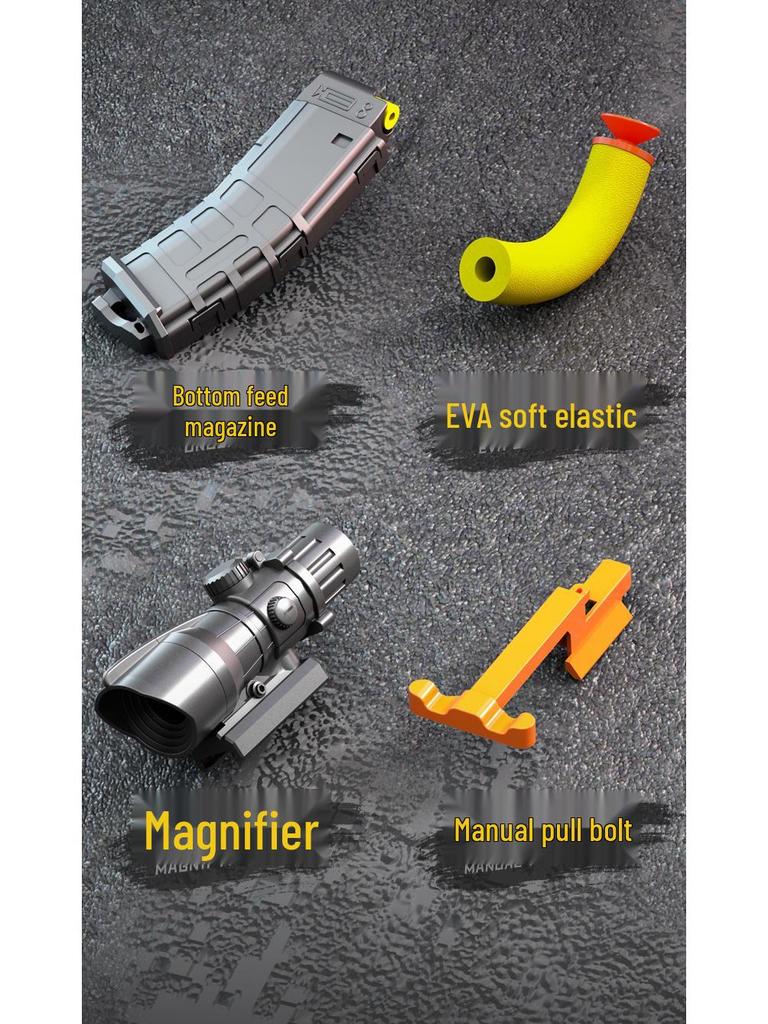 M416 Bolt-Action Soft Bullet Toy Gun - Single-Shot Simulation Rifle for Children's Play