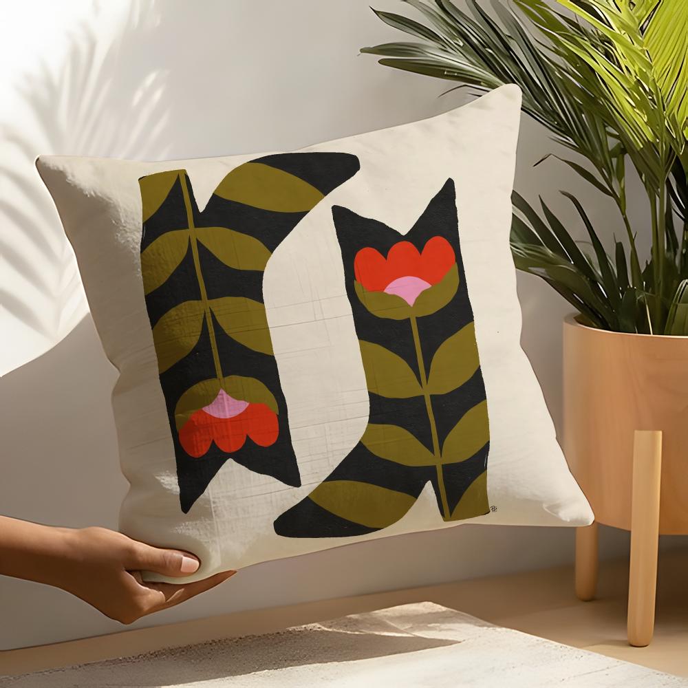 Decorative Botanical Print Pillow Case Home Living Room Decoration Linen Pillow Cases Cushion Cover