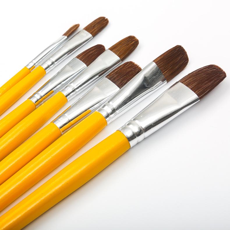 Yellow Handle Wolf Hair Brush Set for Watercolor, Gouache, Acrylic, and Oil Painting