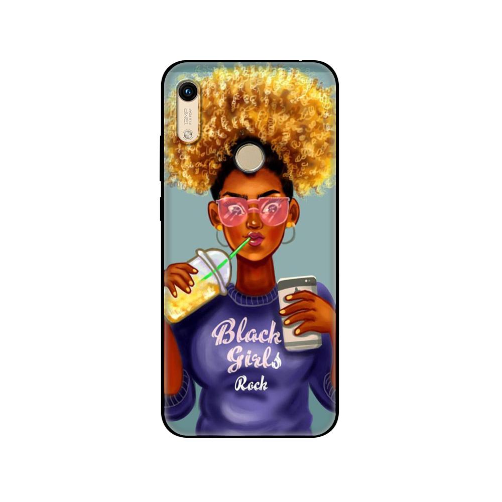 Black tpu Case For Huawei Honor 8a Prime 8s Prime 9 Lite honor 9A 9C 9X Premium 9x Pro 9S  African Beauty Afro Puffs Black Girl