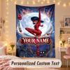 Custom Personalized Tapestry,Miraculous Ladybug Print Custom Name Text Wall Art Hanging for Bedroom