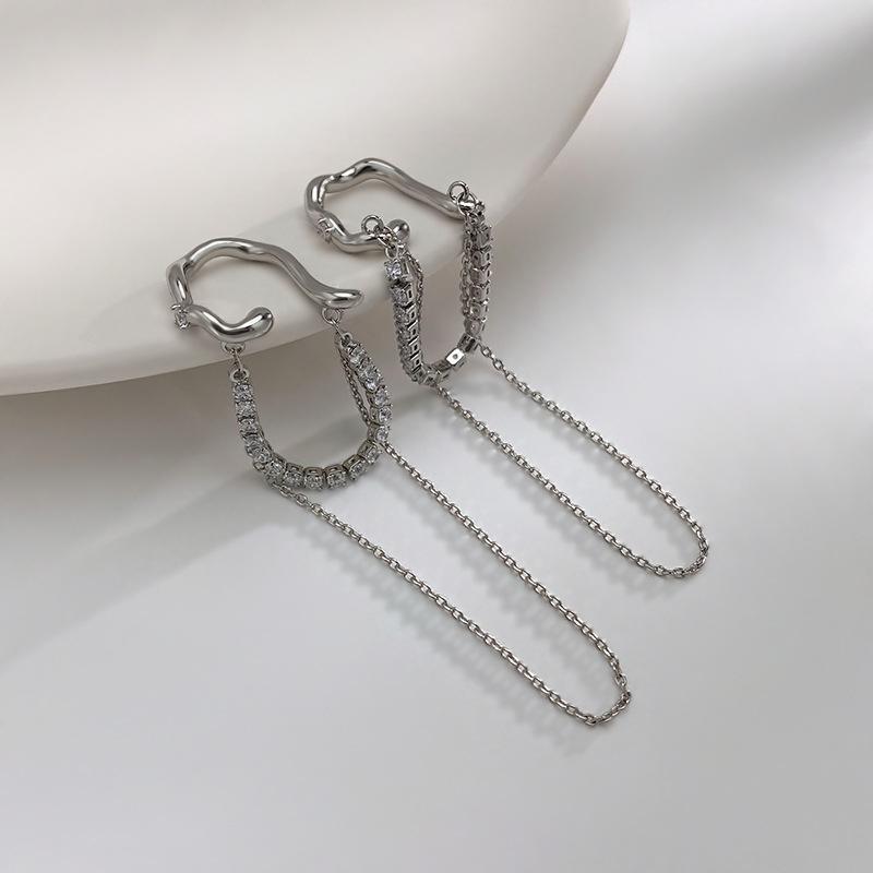 1PCS Fashionable And Exquisite Zircon Chain Tassel Ear Bone Clip Neutral And Simple Ear Hole Free Earrings Party Jewelry Gift