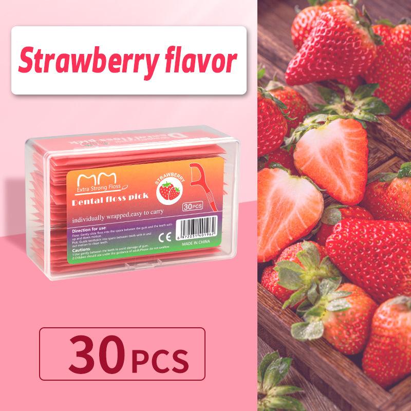 Fruit-flavoured Individually Packaged 30 Ultra-fine Disposable Dental Floss Sticks