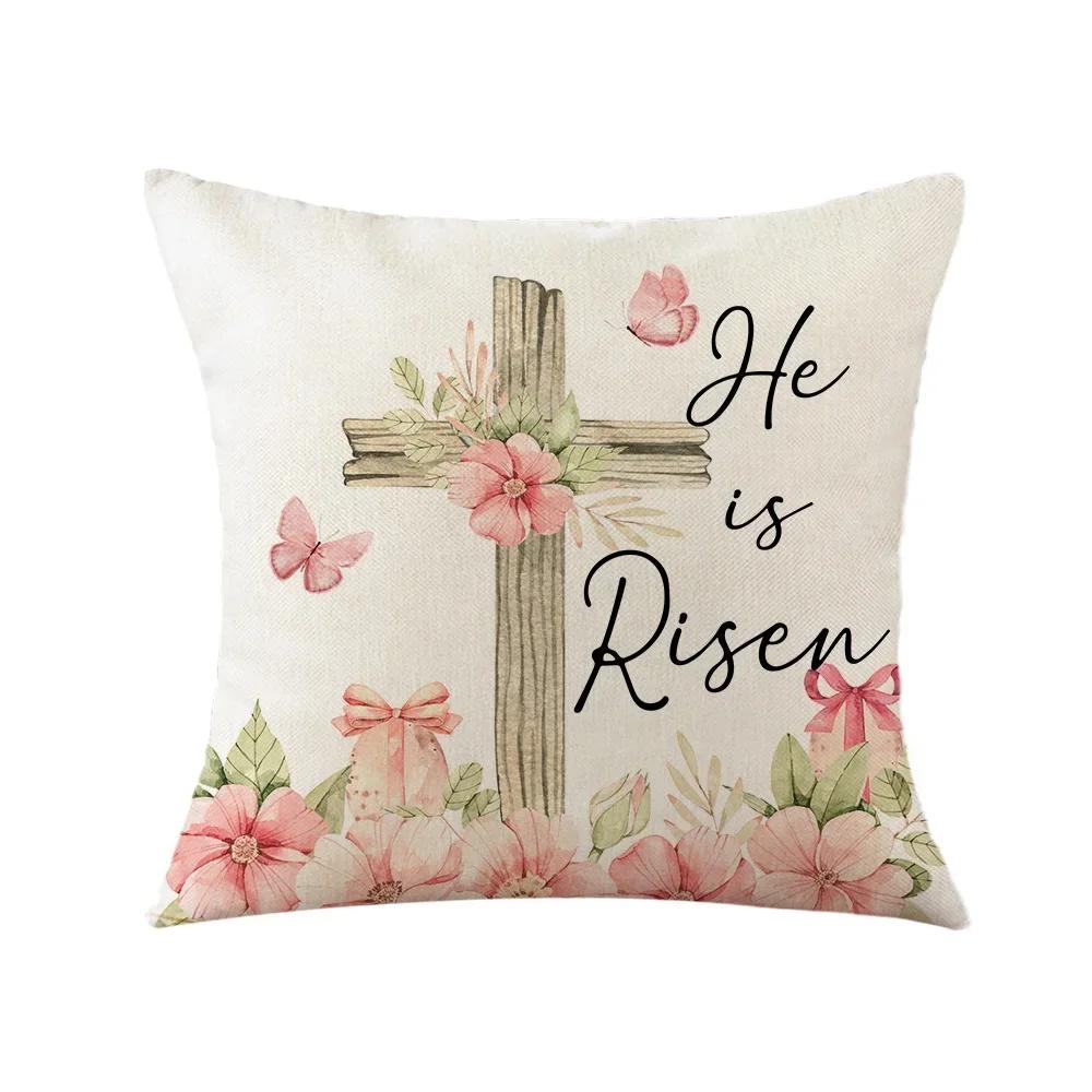 Easter Decor Pillowcases 45x45cm Linen Pillow Cover Easter Decorations Favors Pillows Cushion Cover Easter Bunny Eggs Pillowcase