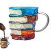 Home Novelty Coffee Cup Borosilicate Glass Cup Hand-Painted Stacked Book Mug