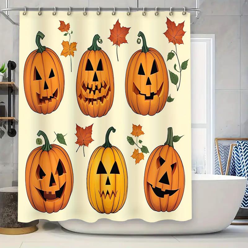 

Halloween-Themed Shower Curtain With Pumpkin Designs For Bathroom Decor Available In Multiple Sizes! Decorate Your Home This Spo W60H190(CM)-1 Pcs