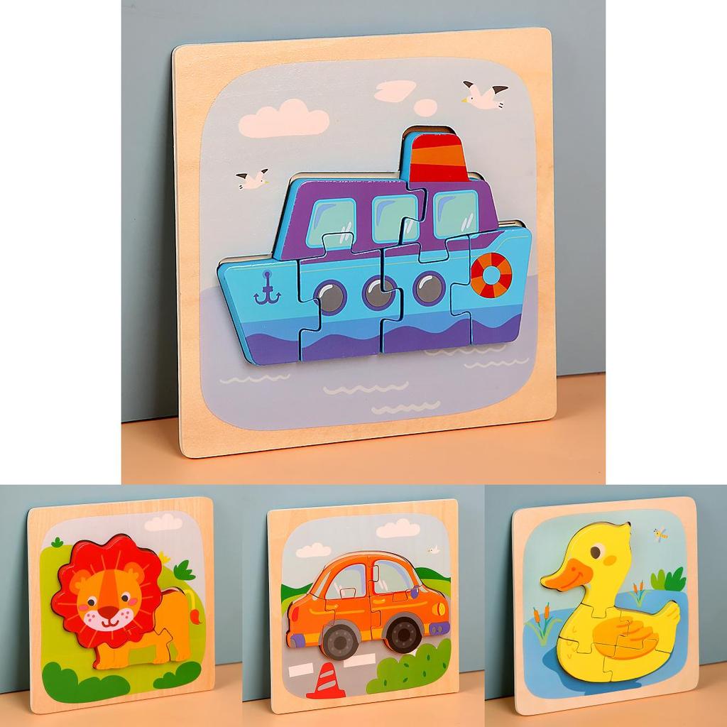 Wooden Toddler 3d Puzzle With Animal Matching And Interlocking Blocks For Early Education