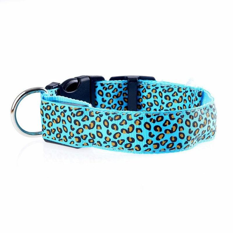 Nylon LED Pet Dog Collar Night Safety Flashing Glowing Collar Leash for Dogs Luminous Fluorescent Pe