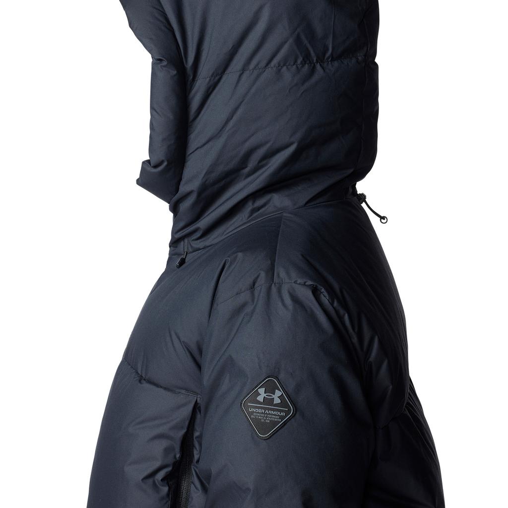 Under Armour FW24 Limitless Series Fashion Solid Color Warm Long Hooded Down Jacket Women Outerwear Black 1384649-001
