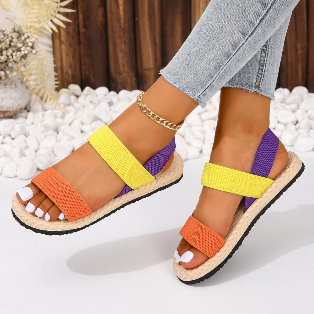 

Мода Летняя Мода Эластичная Ткань Вязаные Сандалии Женские Задняя Эластичная Лента Обувь на Платформе Большой Размер 35-43 Обувь для Женщин Сандалии 35 жёлтый