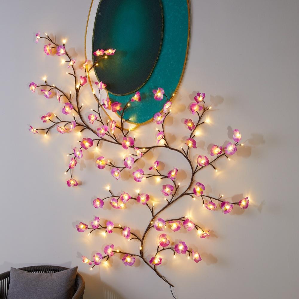 48/72/96/144LED Vine Tree Light Strip USB Charging Blossom Phalaenopsis Lamp Remote Control for Christmas Party Wall Decoration