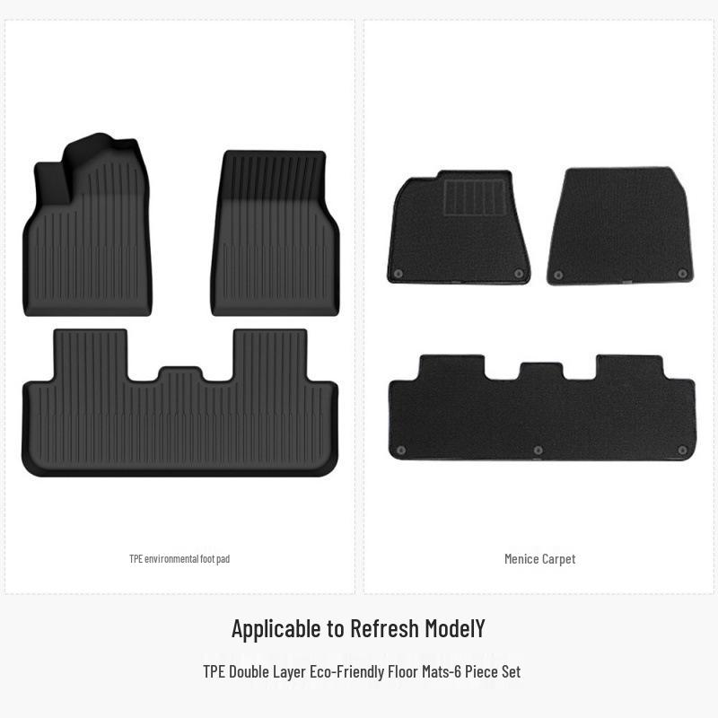 #2025 Tesla Model Y/3 Refresh Floor Mats - Full Coverage Double Layer Design
