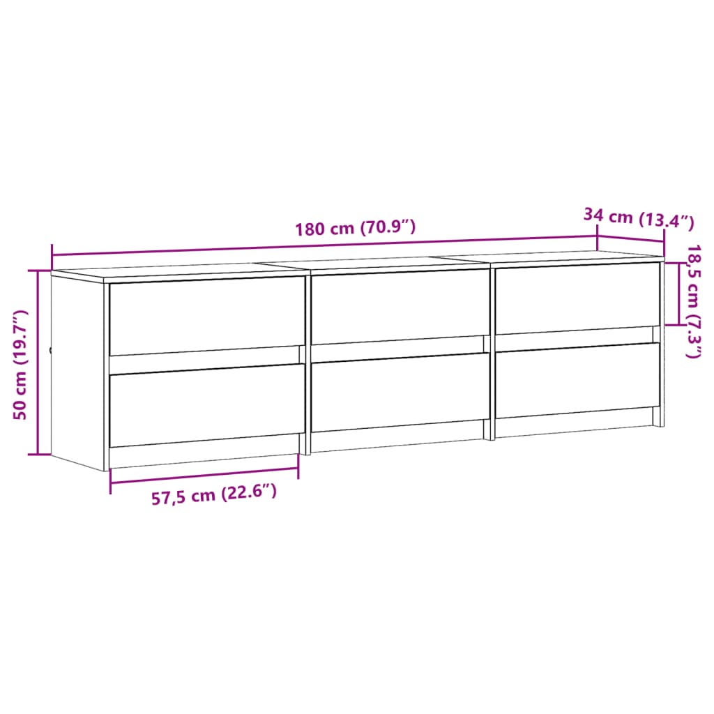 TV Cabinet with LED Lighting White 180 x 34 x 50 cm Engineered Wood