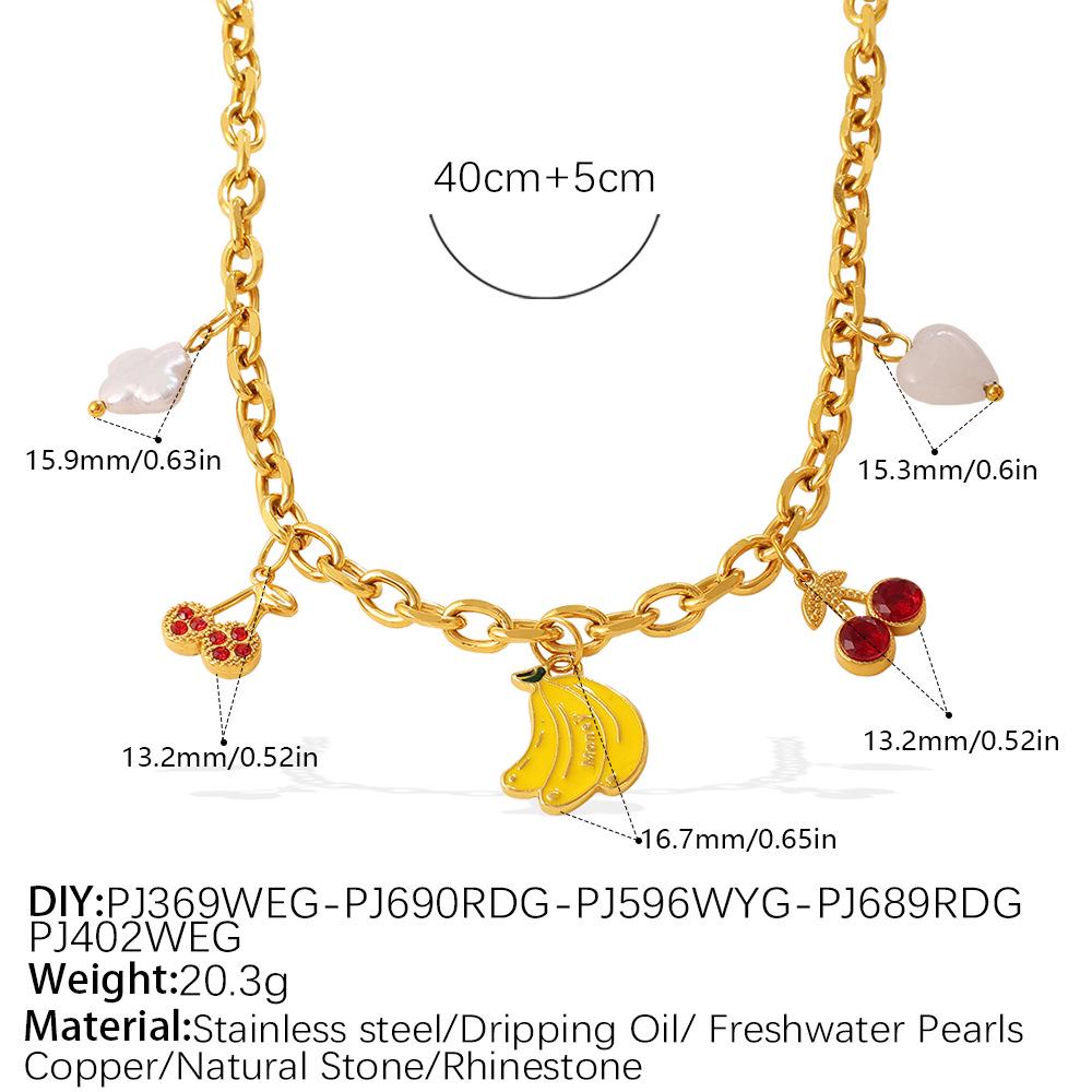 Retro Fashion Watermelon & Cherry Pendant Necklace - Stylish INS-Inspired Design for Women
