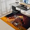 Vintage Cinema Popcorn Drink Glasses Print Area Rug Movie Theme Non‑Slip Rectangular Floor Mat Game Room Living Bedroom Home Decor Rug