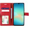 Case + 2 Tempered Glasses for Samsung Galaxy A27 5G, Flip Case 360 Degree Protection PU Leather - Red