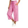 Women Loose Fit Plaid Wide Leg Pants with Drawstring Waist and Large Pockets Fashion Casual Trousers for Daily Wear