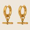 Yori Minimalist Simple OT Pendant Hoop Earrings for Women Daily Stainless Steel Versatile Premium Jewelry Party Gift