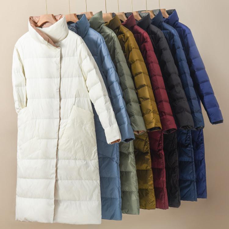 

2024 новый антисезонный двухсторонний легкий пуховик женский, средние и длинные модели, длина до колена, корейская версия куртки большого размера прилив