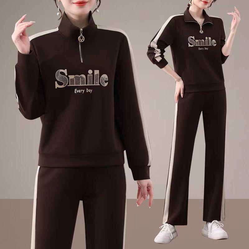 Chinesischer Stil Faltenreduzierend Lässig Mode Bedruckter Sportanzug Anzug Damen Herbst und Winter Zweiteiliges Set