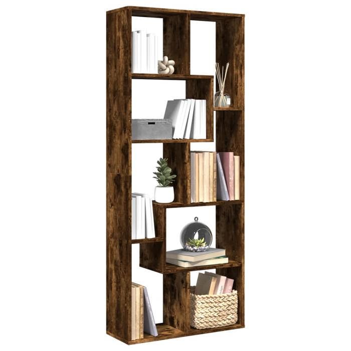 VidaXL Étagère séparatrice de pièce chêne fumé 67x25x161,5 cm, étagère, étagère à livres, étagère de rangement, 858079