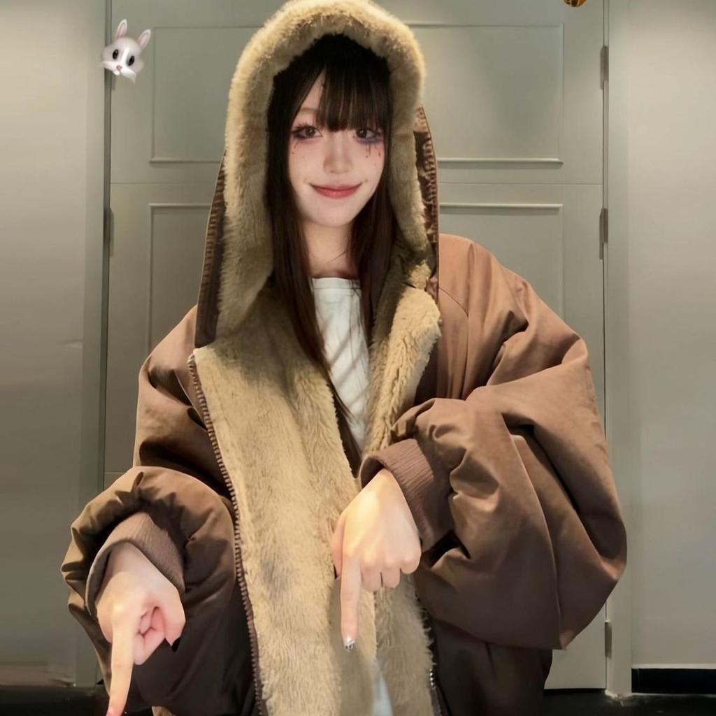 Women's 2025 Winter Double-Sided Velvet Snow Eagle Retro Cotton Parka Coat